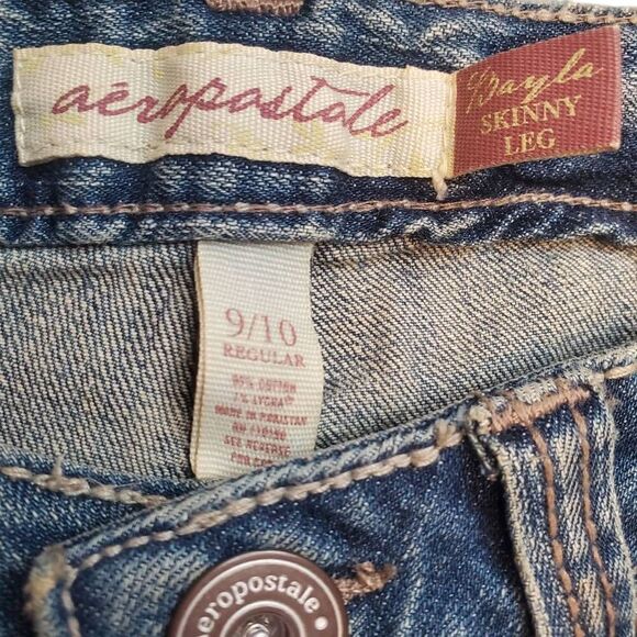 Aeropostale Bayla Skinny Distressed Med Wash Blue Jeans Size 9/10 R - Picture 7 of 13